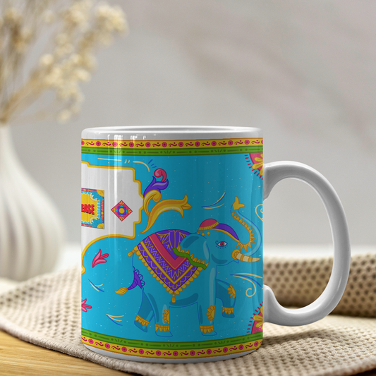 majestic elephants truck art coffee mug