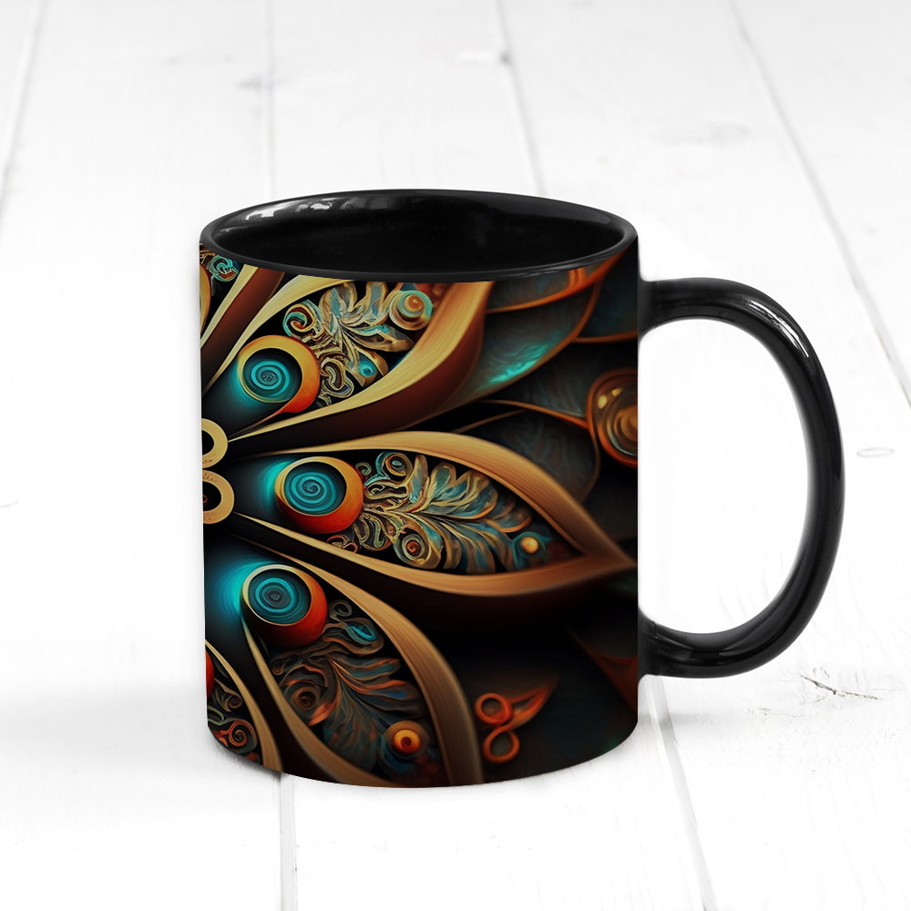 3D Mandala Black Coffee mug
