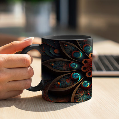 3D Mandala Black Coffee Mug