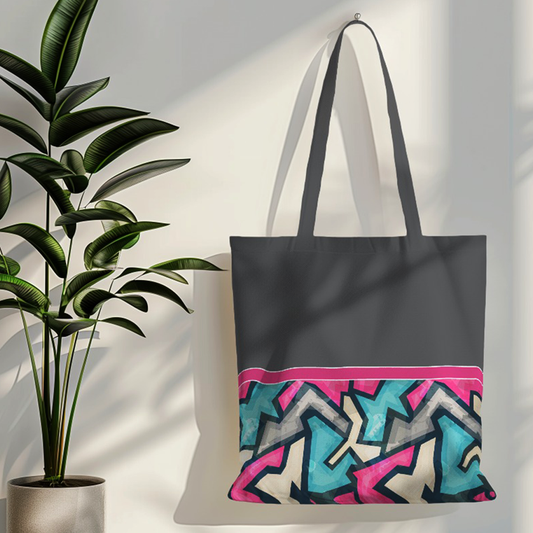 Grey Abstract Design Tote Bag