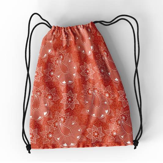 paisley & floral pattern drawstring bag