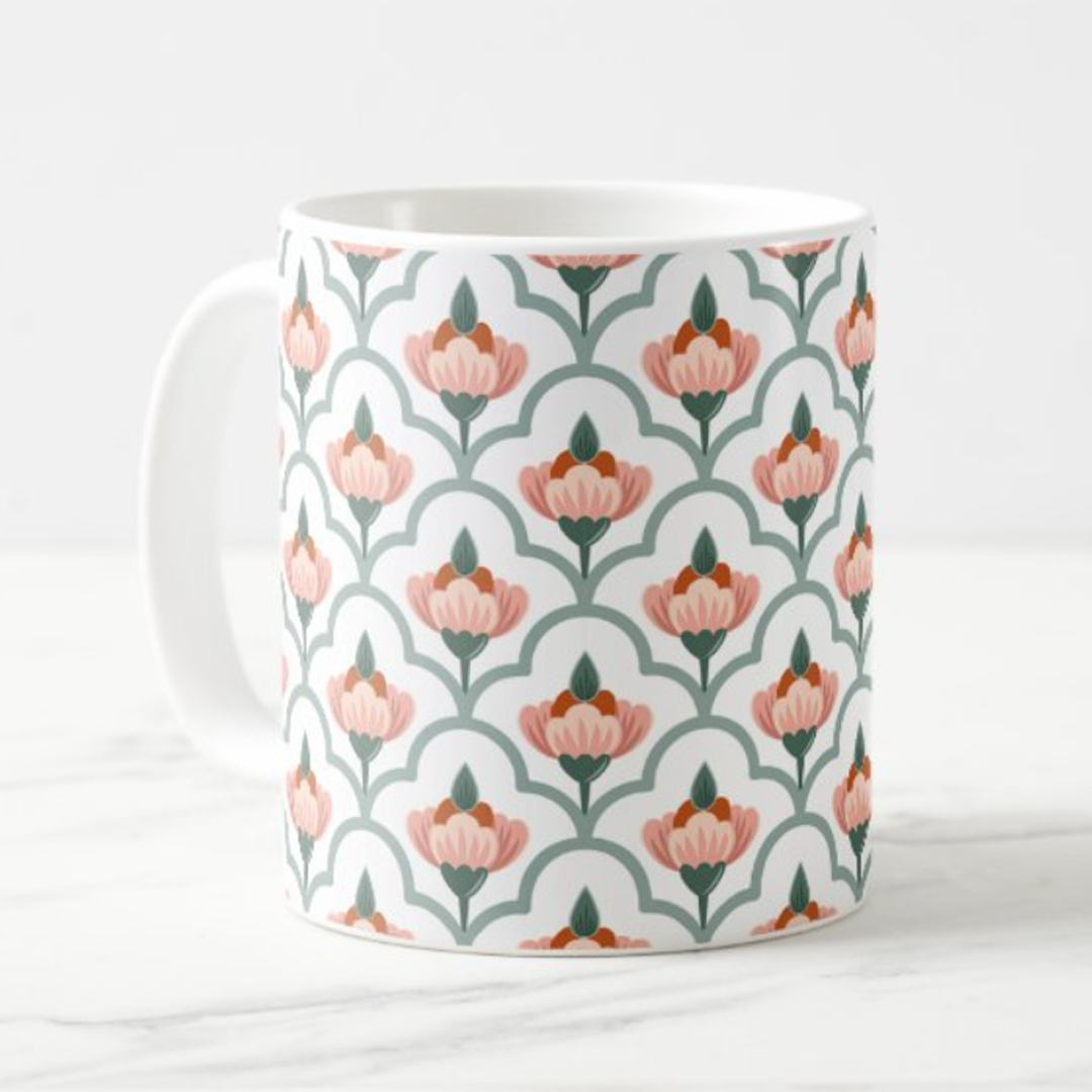 Pichwai lily pattern coffee mug