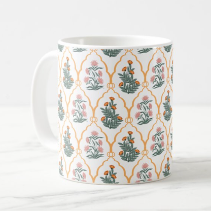 Pichwai floral pattern coffee mug