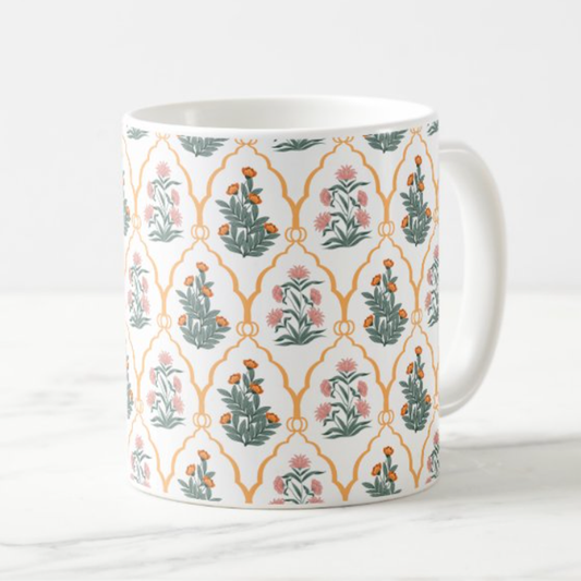 Pichwai floral pattern coffee mug