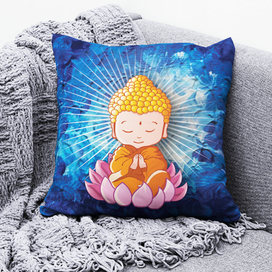 Meditating Buddha Cushion Cover - Purple Ray Art & Design