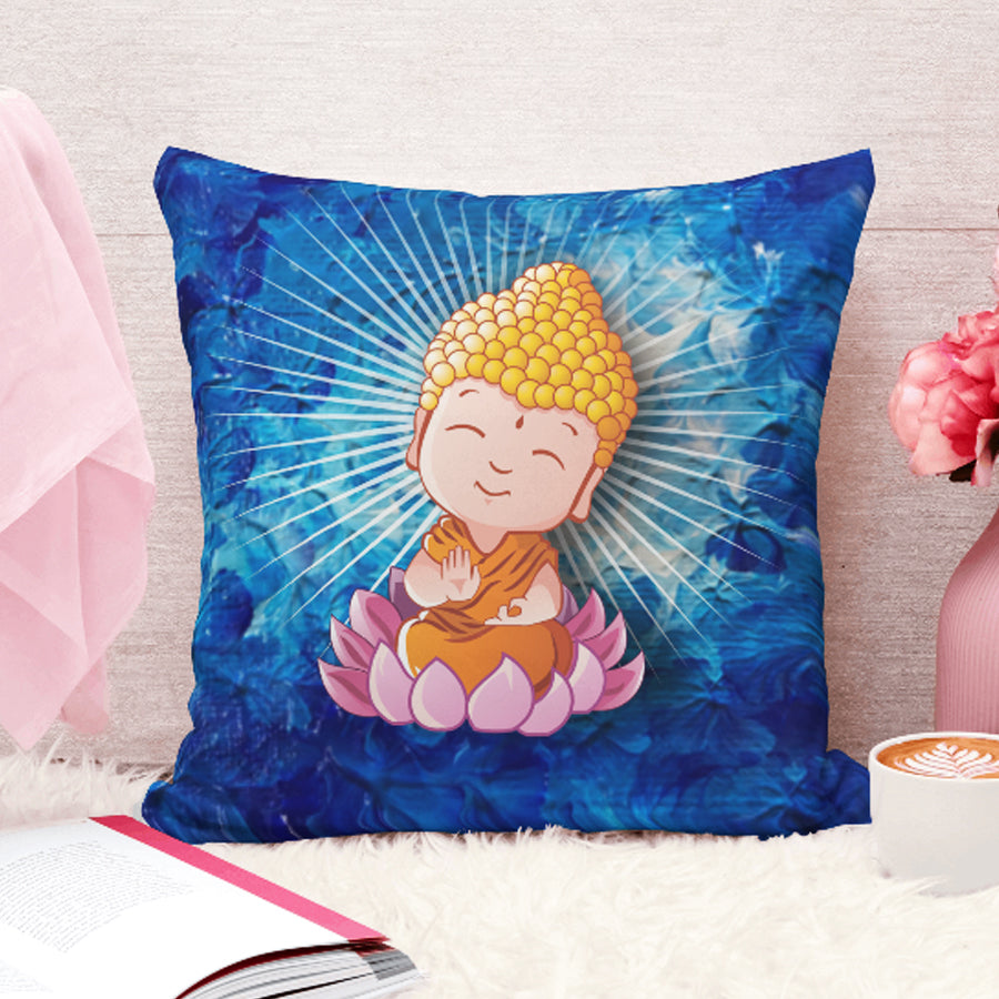 Smiling Buddha Cushion Cover - Purple Ray Art & Design