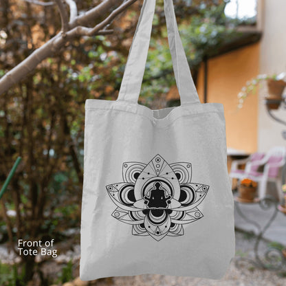 yoga and lotus tote bags