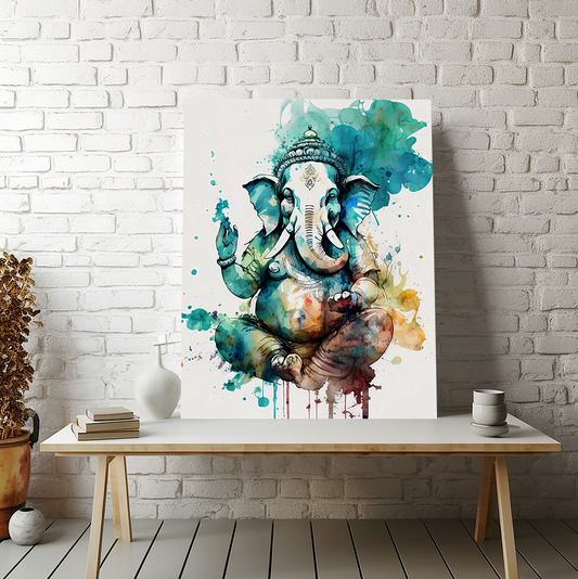 Lord Ganesha Blue Canvas Print