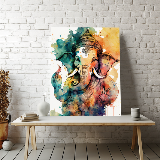 Yellow & Blue Lord Ganesha Wall Art