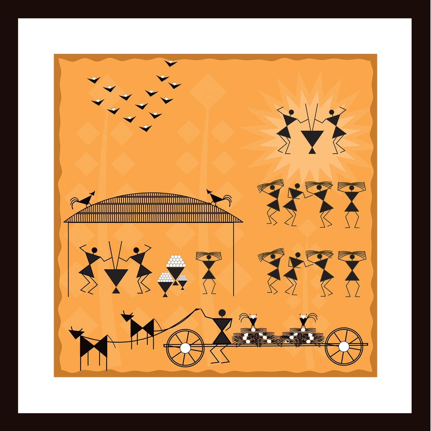 Wall Art - A Day in the Life of Warli