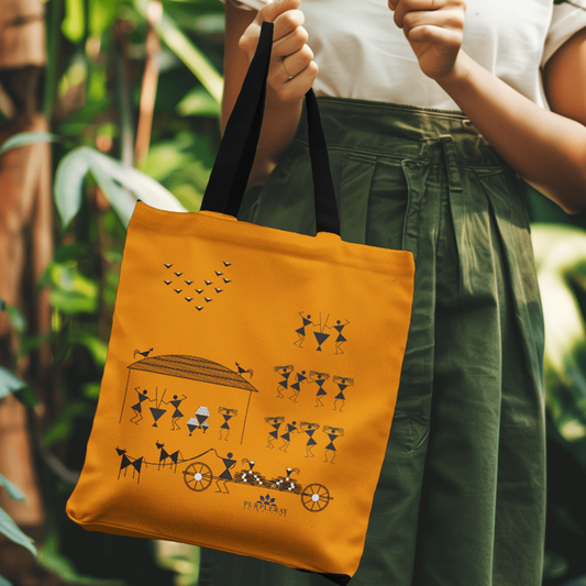 A Day in the Life of Warli Tote Bag
