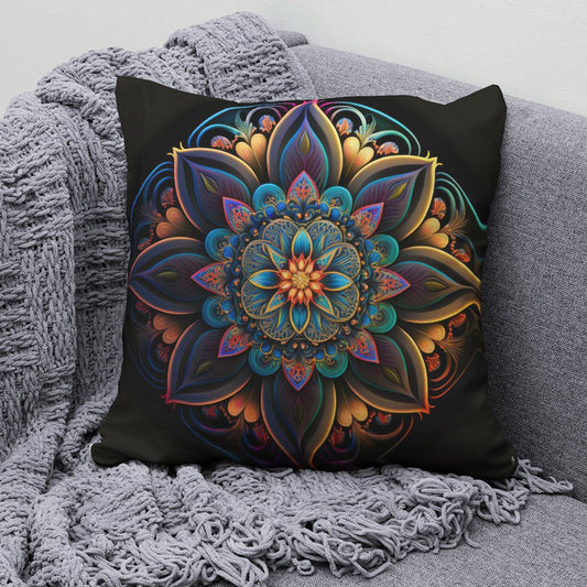 3D Flower Mandala Cushion Cover - Purple Ray Art & Design