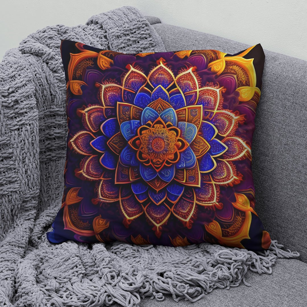 3D Layered Flower Mandala Cushion Cover - Purple Ray Art & Design