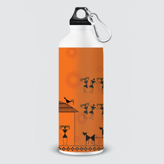A Day in the Life of Warli Sipper Bottle - Purple Ray Art & Design