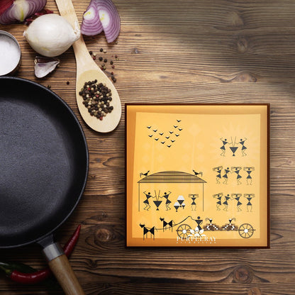 A Day in the Life of Warli Trivet - Purple Ray Art & Design
