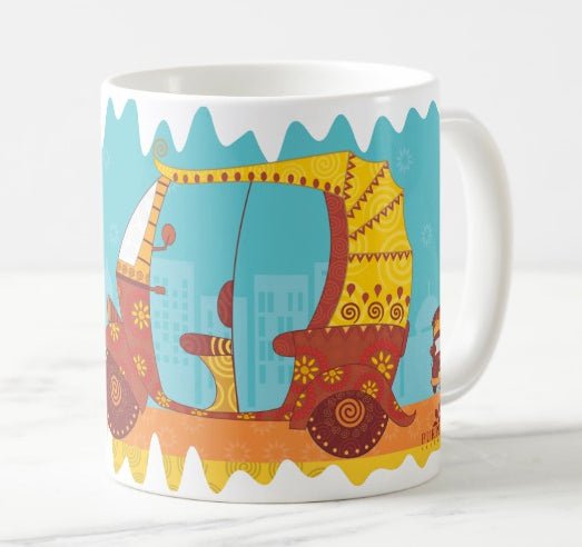 Indian Autorickshaw Coffee Mug - Purple Ray Art & Design
