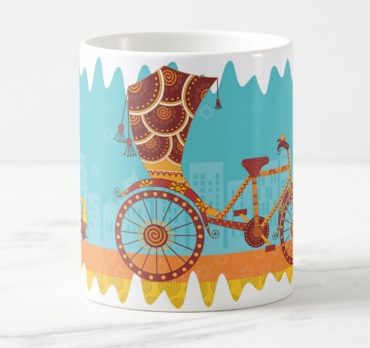 Indian Cycle Rickshaw Coffee Mug - Purple Ray Art & Design
