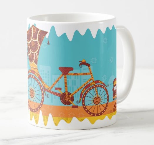 Indian Cycle Rickshaw Coffee Mug - Purple Ray Art & Design