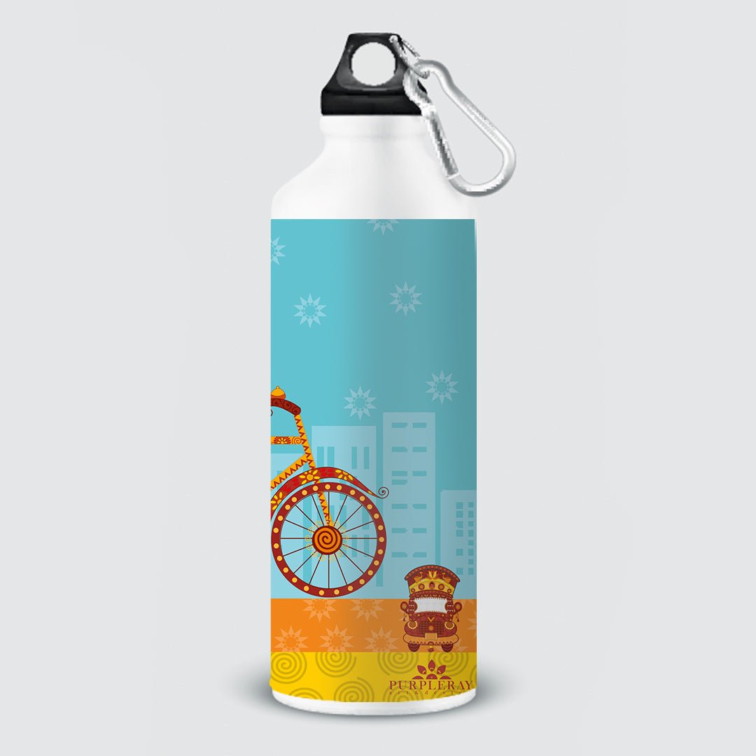 Indian Cycle Rickshaw Sipper Bottle - Purple Ray Art & Design