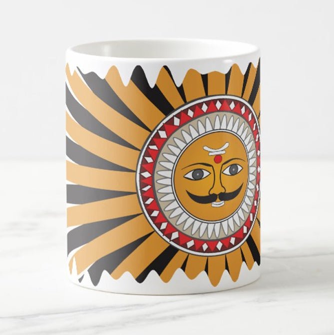 Madhubani Sun Coffee Mug - Purple Ray Art & Design