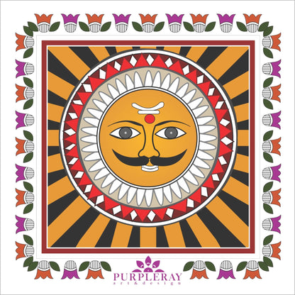 Madhubani Sun Trivet - Purple Ray Art & Design